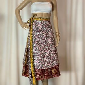 Double Layer Reversible Silk Wrap Skirt/Dress